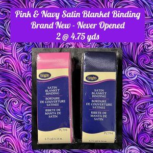 Pink & Navy Satin Blanket Binding
